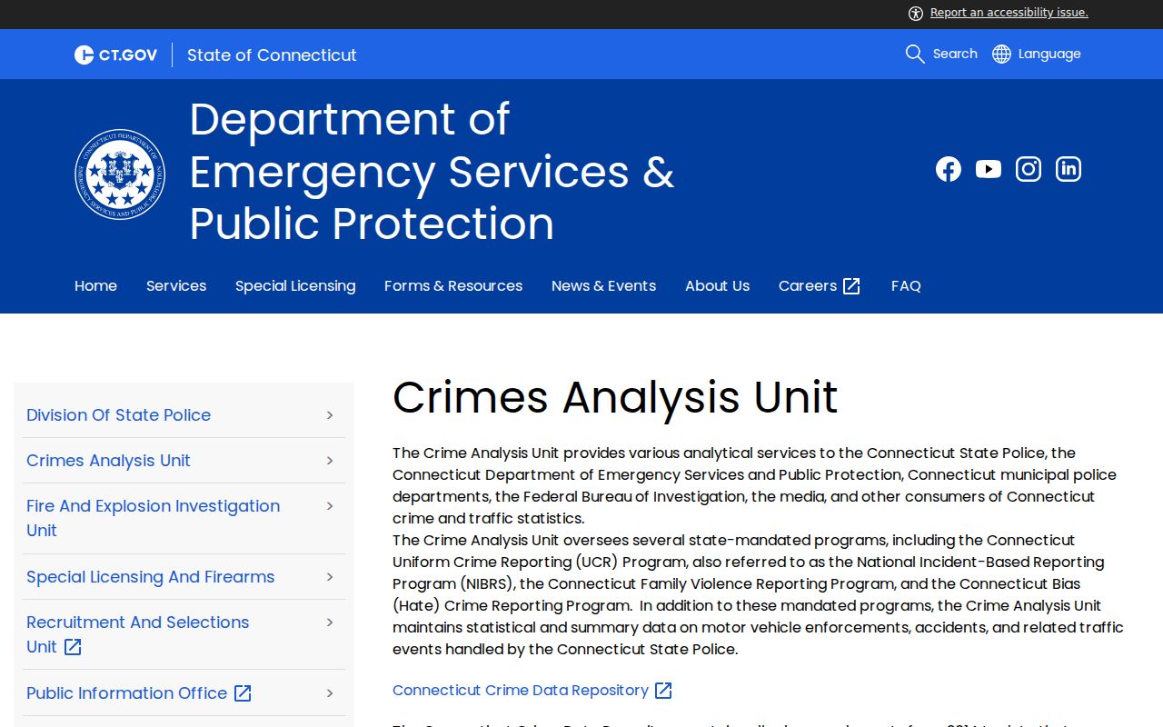 Connecticut arrest data UCR and NIBRS repository