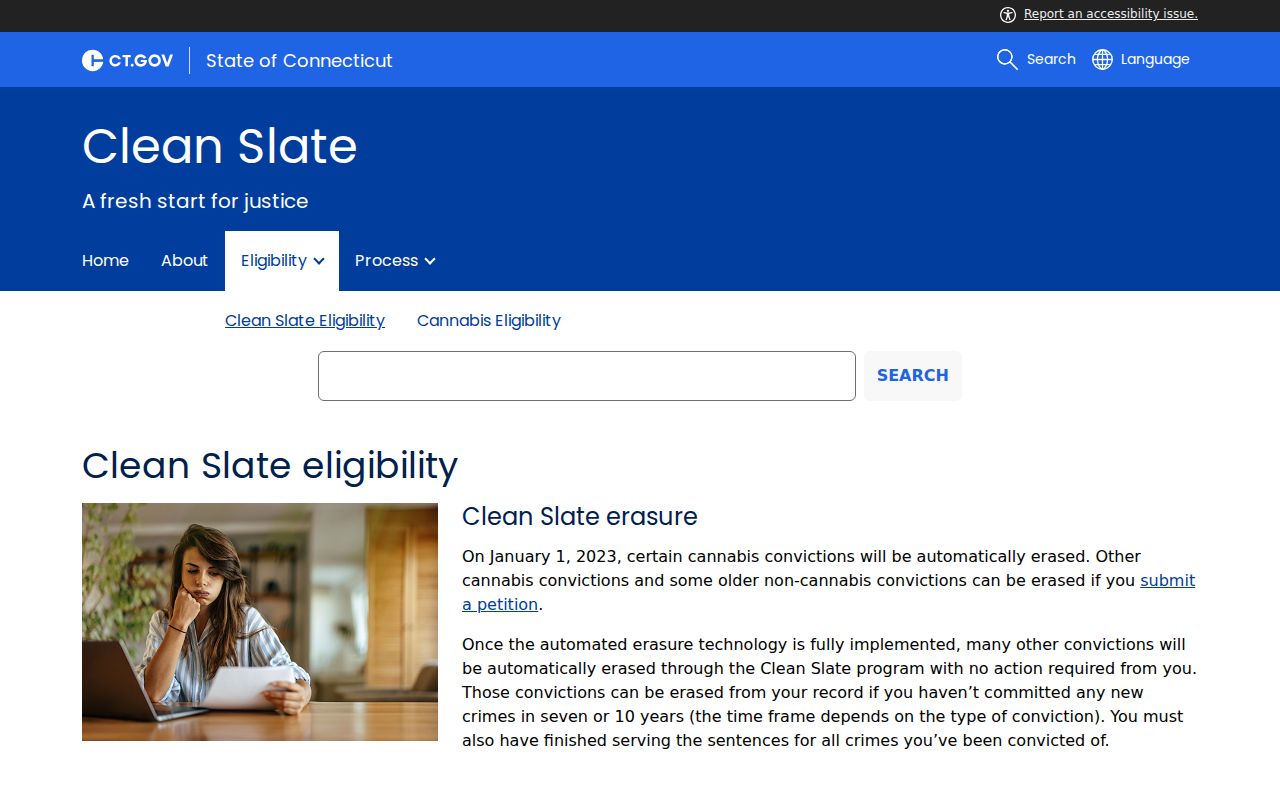 Connecticut criminal history Clean Slate erasure eligibility